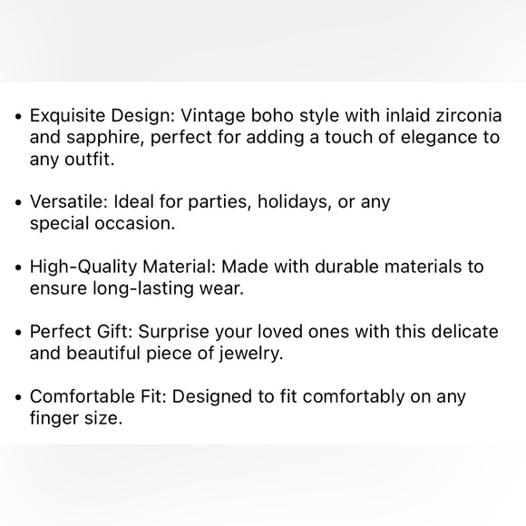 NWT Women’s Boho Vintage Inlaid Zirconia Sapphire Ring size 8 - Picture 4 of 4